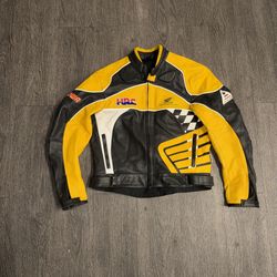 RARE Vintage HONDA HRC Racing Leather Motorcyle Cafe Jacket Sz 44 LARGE