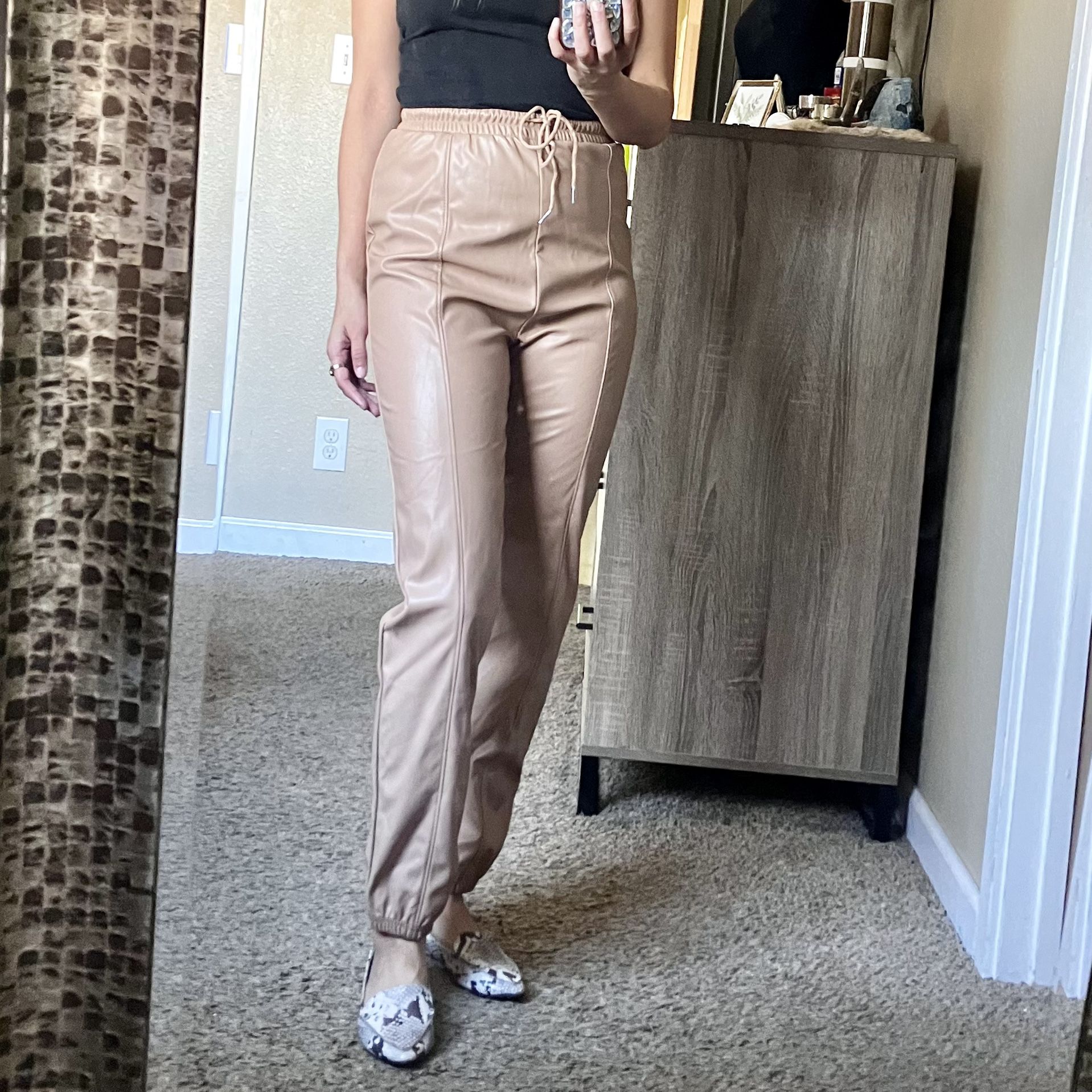 Shein faux leather joggers