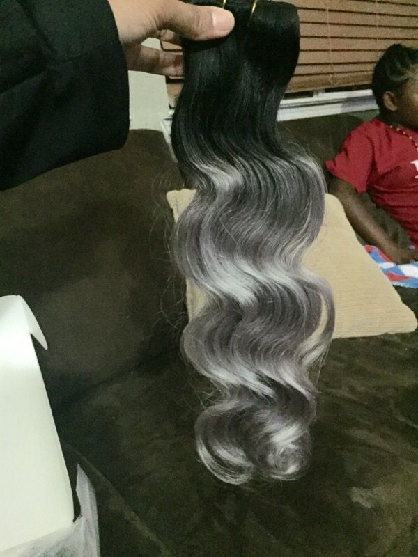Extension grey 100% human hair ombre customize hair clips