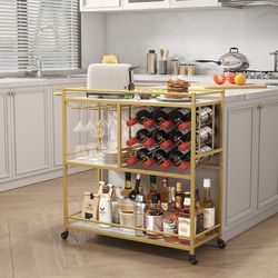 Three Tier Gold Bar Cart