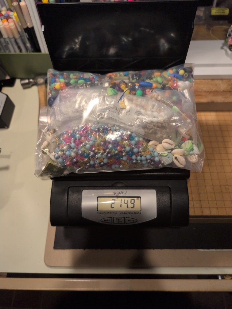 2+ Pounds Random Bead Grab Bag Glass Shell Plastic Etc