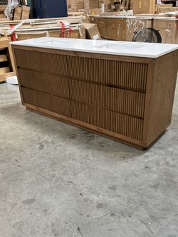72” Bathroom Vanity In Dark Wood Color