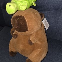 Cute Capybara Plush Backpack Stuffed Animal with Turtle