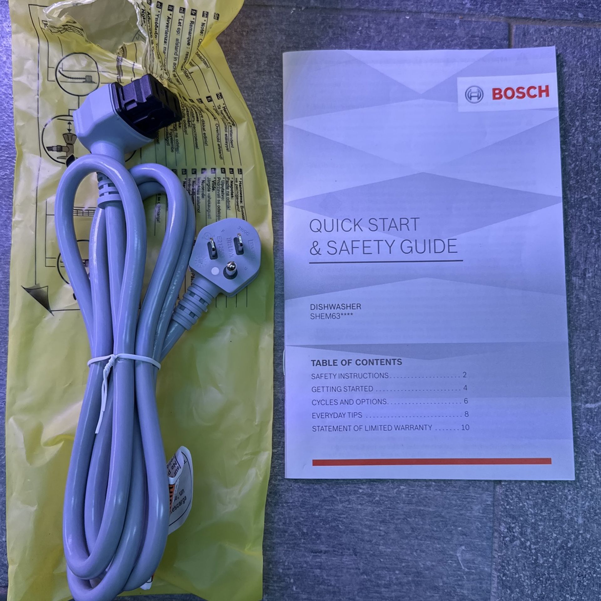 Bosch Dishwasher Power Cord 125v