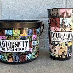 Taylor Swift The Eras Tour Movie Popcorn Bucket and Movie Cup Black Plastic AMC Exclusive