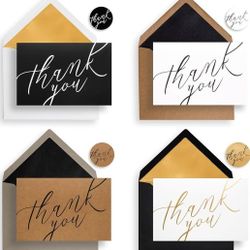 Thank You Cards with Envelopes & Stickers – Set of 120 - Blank 4x6 Cards