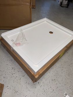 48”X36” Shower Base Pan Stand Up Corner Right Drain in white