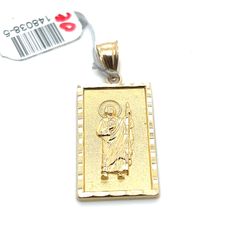 14kt Gold  Rectangle San Judas Pendant 4.74grams 148038 5