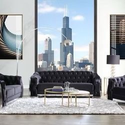 Beautiful Modern Black Velvet Sofa 