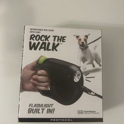 NEW "ROCK THE WALK" Retractable 16 ft Leash w/ Light (for small & med. dogs)