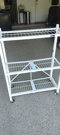 Origami 3-Tier Folding Wire Shelf on Wheels