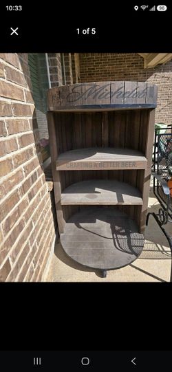 Michelob Wooden Barrel Bar Cart / Display Shelf
