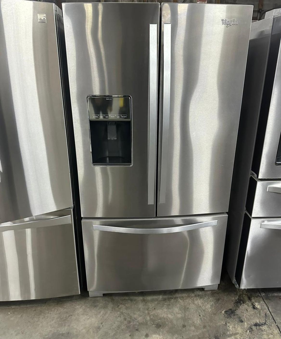 Stainless Whirlpool French Door Fridge, Ice & Water