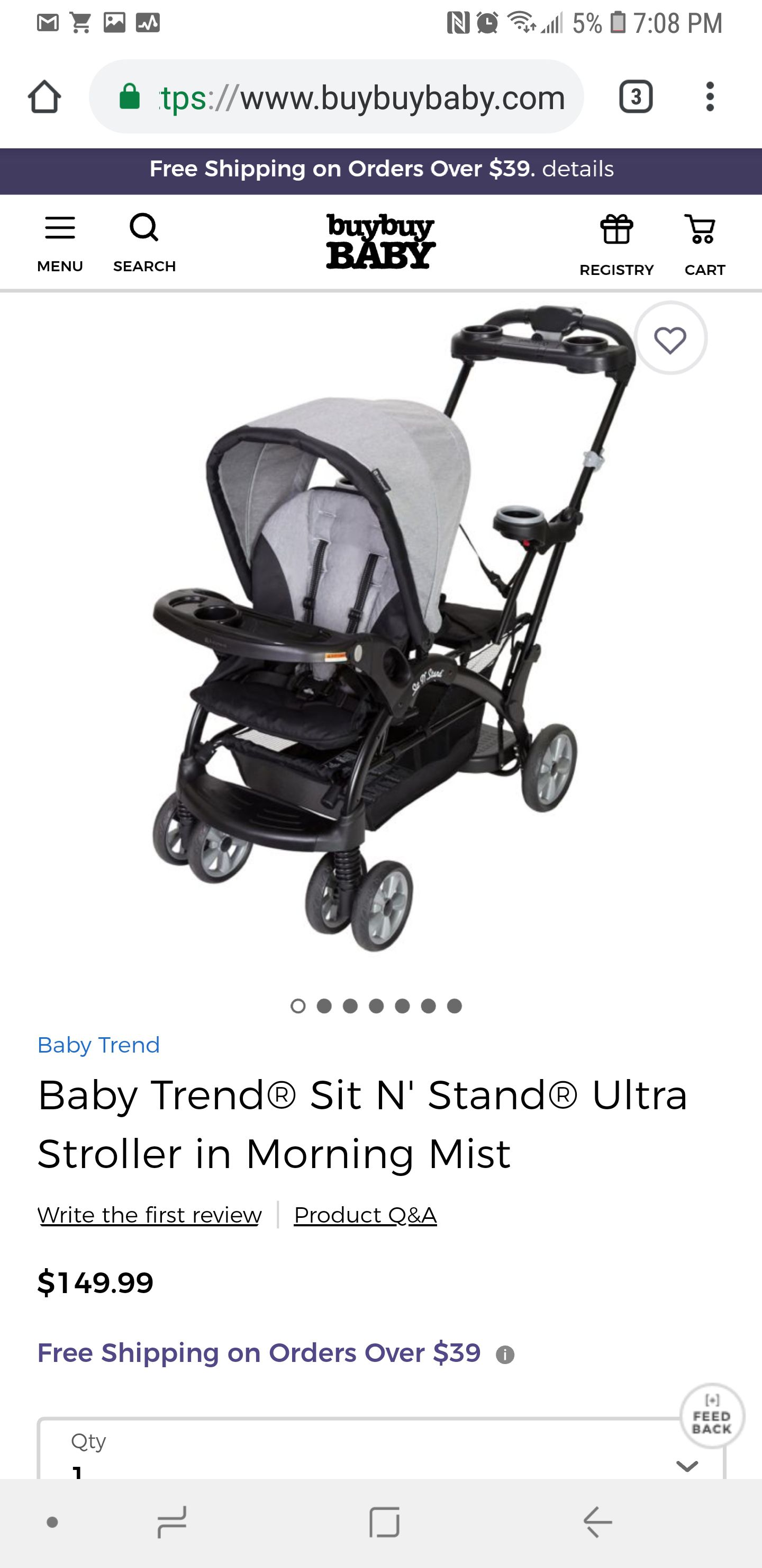 Stroller Baby Trend Sit N Stand stroller for 2