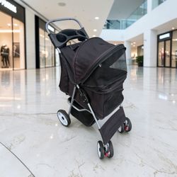 Black Zippered Foldable Travel Pet Dog /Cat Stroller Great Condition!