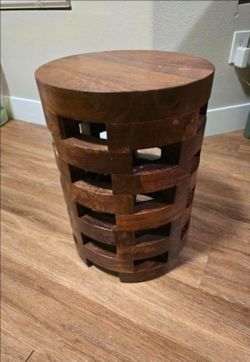 Brick stack teak end table