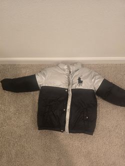 Boys Polo Puffer Jacket - Silver/Black