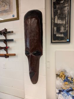 Vintage Hand-Carved African Folk Art Wall Mask
