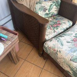 Furniture Real Wood. Couch, Two Chairs And Ottoman 