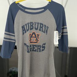 Auburn Tigers Women'Sleeve Stripe 3/4 Length Sleeve T-Shirt - Heathered Gray