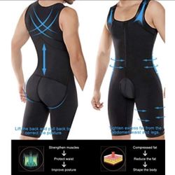 Men's Shapewear Bodysuit Full Body Shaper Compression Slimming Suit Breathable Sz- 5XL Only 