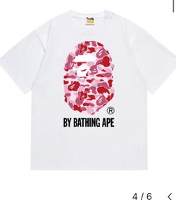 Bape white and pink tee