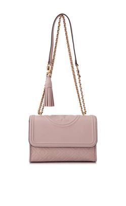 Tory Burch Shell Pink Quilted Leather Fleming Backpack