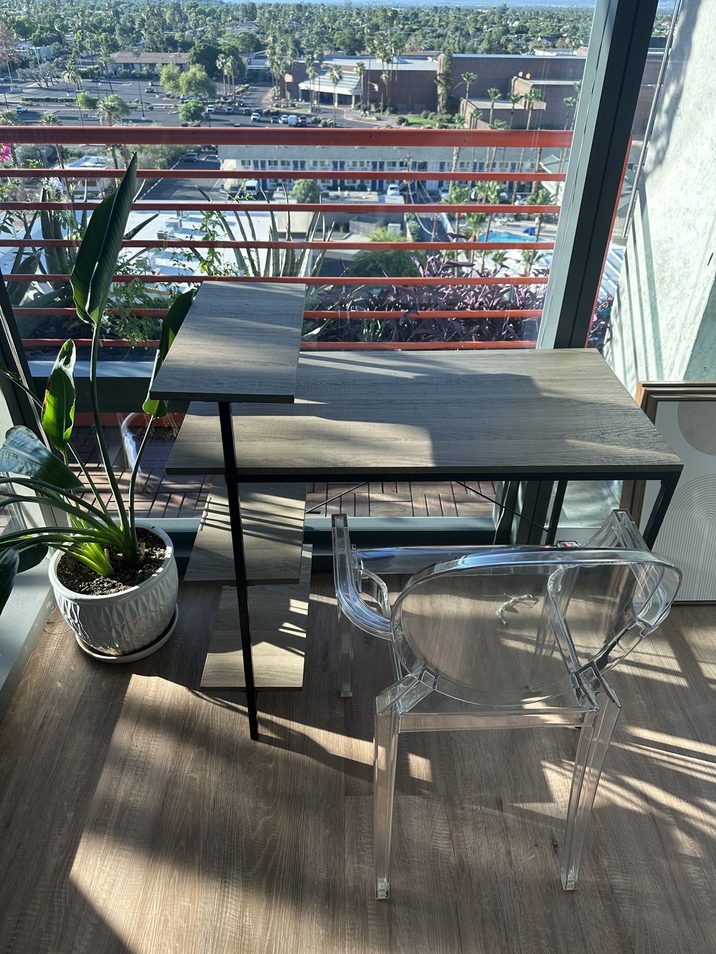 Wood & Metal Desk with Shelves