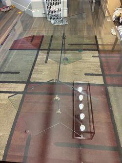Large Glass Dining Table with glass Base