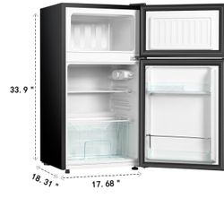 3.2 Cu.ft Mini Fridge with Freezer, 2 Door Compact Refrigerator with Low Noise, Mini Refrigerator
