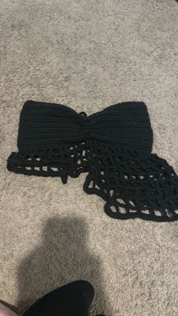 handmade black crochet strapless top