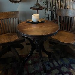 Vintage Wood Desk Chairs With Table