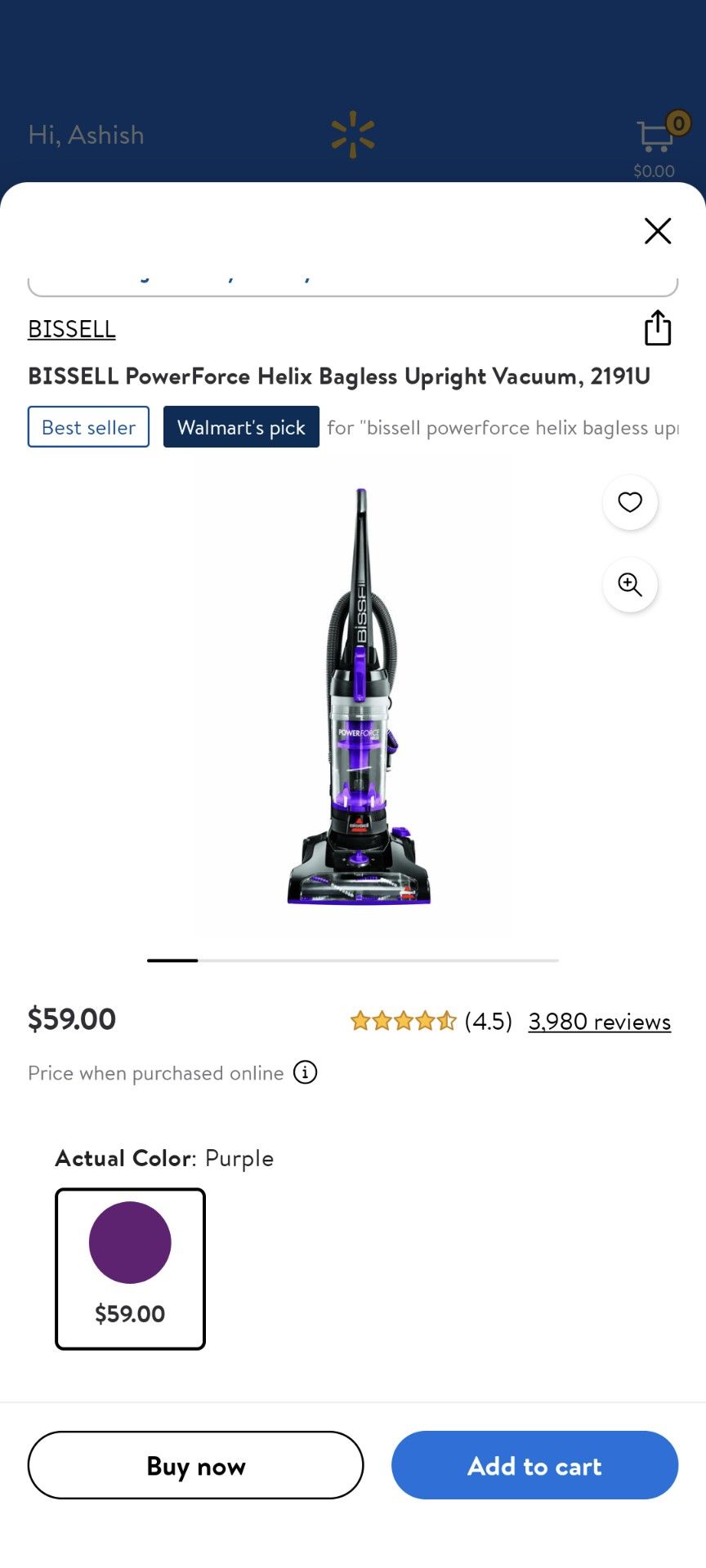 BISSELL PowerForce Helix Bagless Upright Vacuum, 2191U