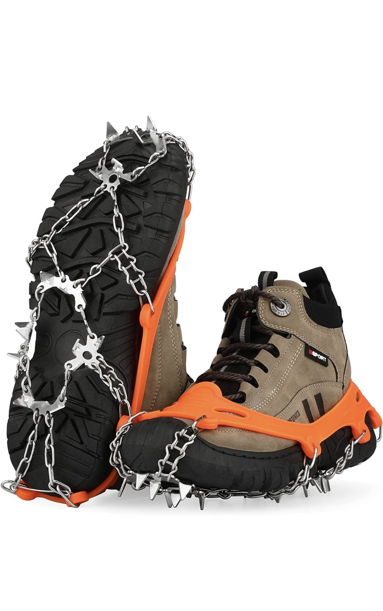 New! Crampons Ice Cleats Traction Snow Grips for Boots Shoes Women Men Kids Anti Slip 19 Stainless Steel Spikes