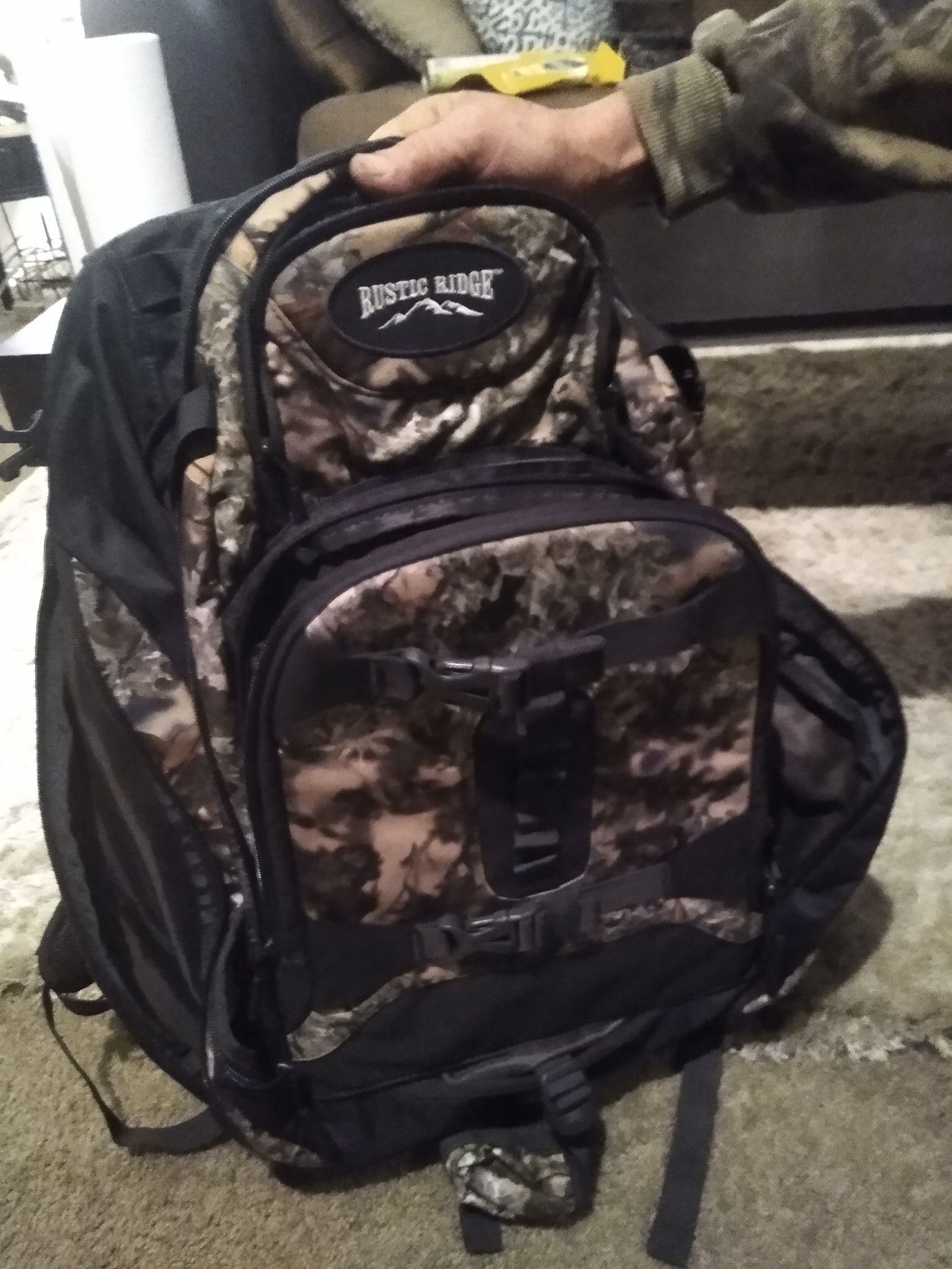 Rustic ridge camo soft pack internal frame backpack, hunting bag