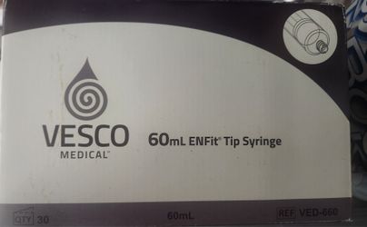 Vesco medical 60ml entity tip syringe new