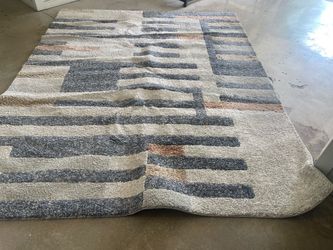 Large Modern Geometric Area Rug – Gray, Cream & Tan – Clean