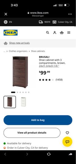 IKEA BRUSALI Shoe Cabinet 3 Compartments Brown