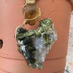 Epidote In Quartz With Congo Citrine Pendant
