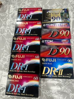 New TDK D90 High Output Blank Audio Cassette Tapes ,Fuji dr-1  Lot 5 total 9 everything in the pictures comes