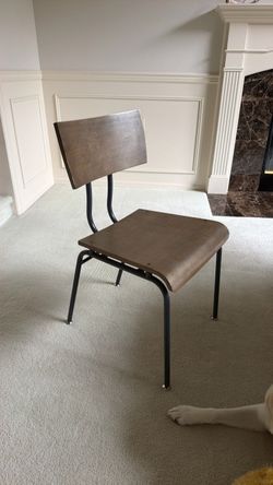 Crate & Barrel (6) Wood and Metal Dining Chairs