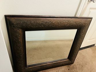 Dark Wood Framed Wall Mirror