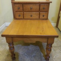 Vtg MCM Solid Wood Two. Drawer End Table