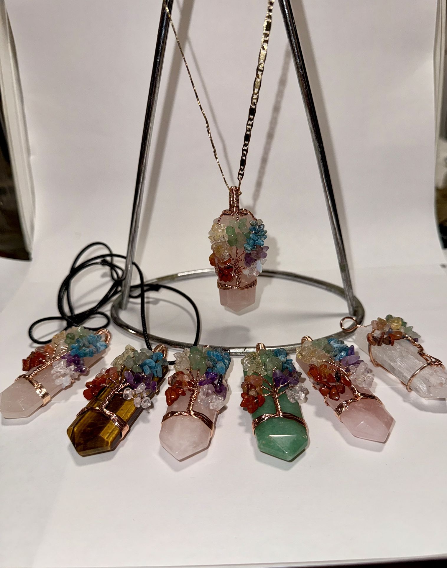 π³ Chakra Tree of Life Crystal Pendants β $13β$18 | Handmade Quartz