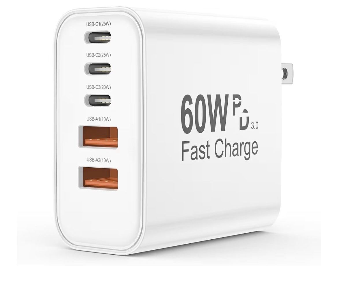 Brand: uoyssimi USB C Charger Block, 5 in 1 Single 25W Max iPhone Charger, PD 3.0 60W Charging Blocks, QC 2A USB Wall Charger for iPhone 17 16 15 14 1