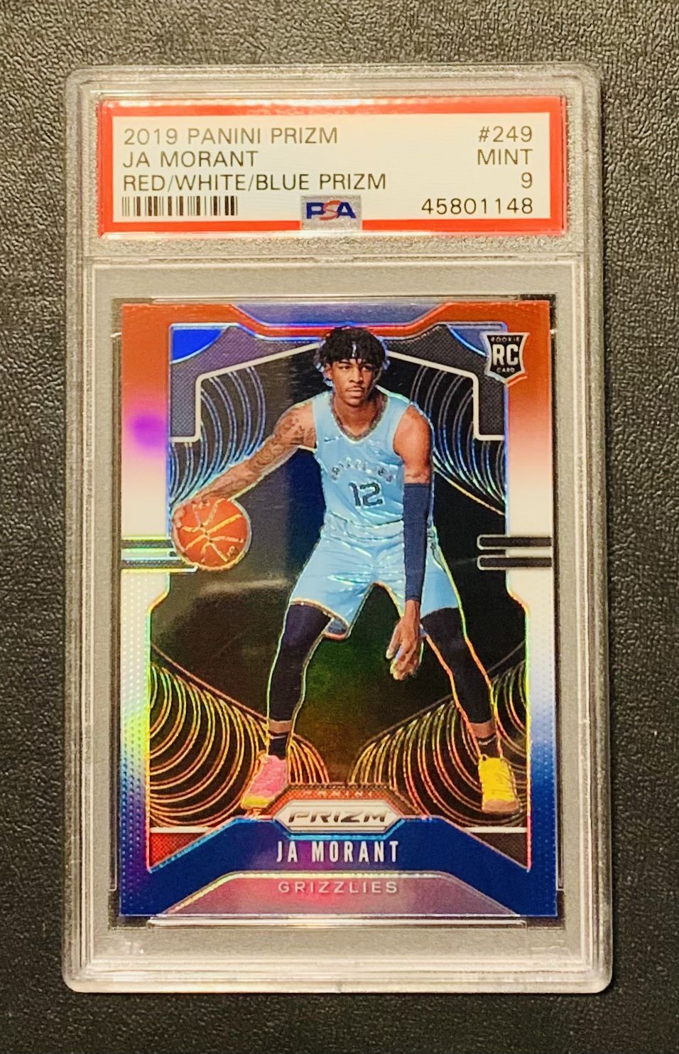 2019-20 Prizm JA MORANT Red White Blue Prizm RC #249 PSA 9 Memphis Grizzlies