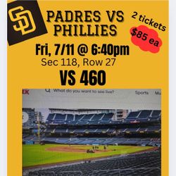 2 Tickets Padres Vs Phillies 7/11/25
