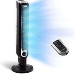 Lasko Oscillating Tower Fan, 3 Quiet Speeds, Timer, Remote Control, for Bedroom, Kitchen, Office, 36", Black, 2511