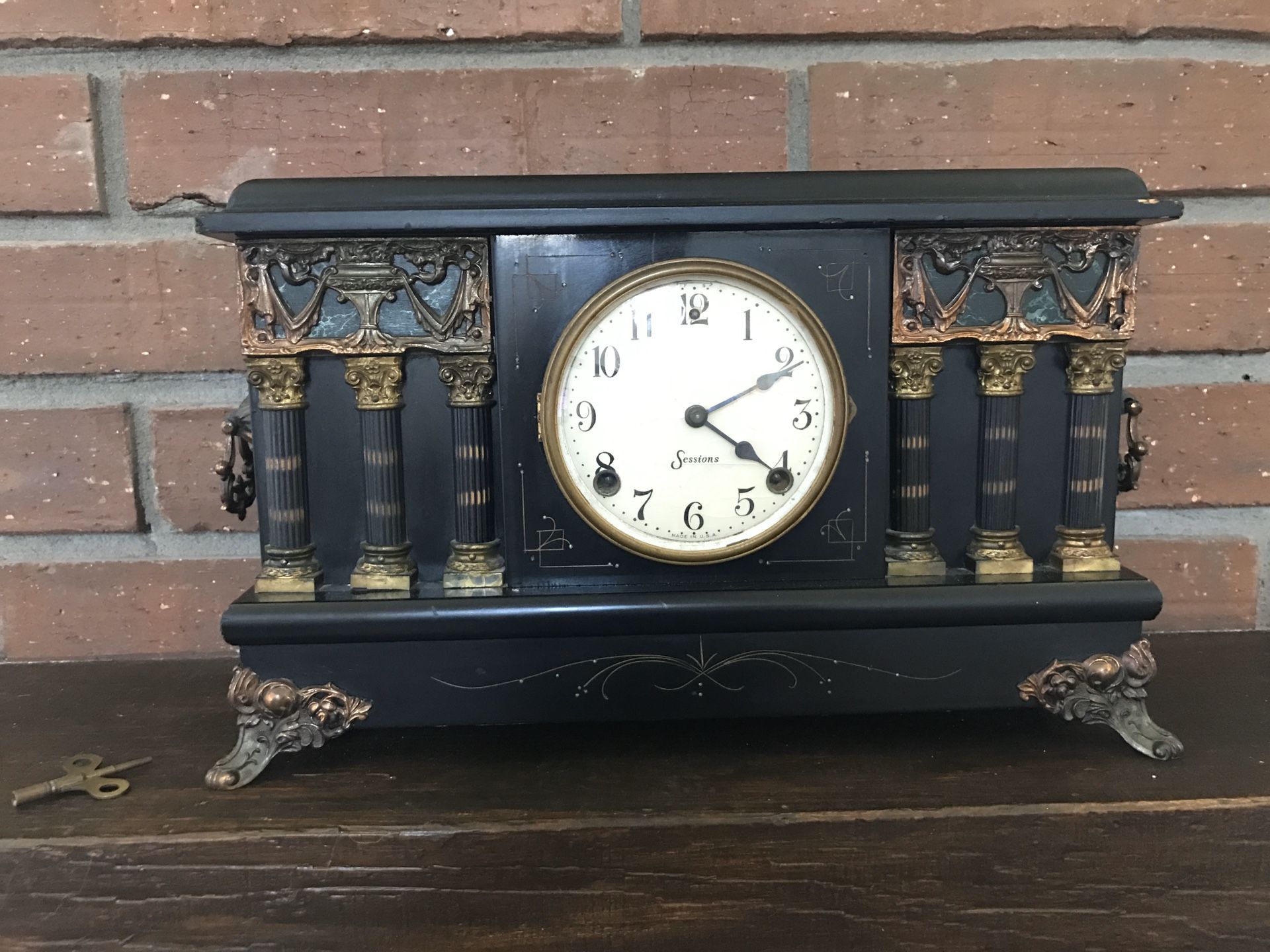 Antique Sessions Baldwin 8 Day Mantel Clock