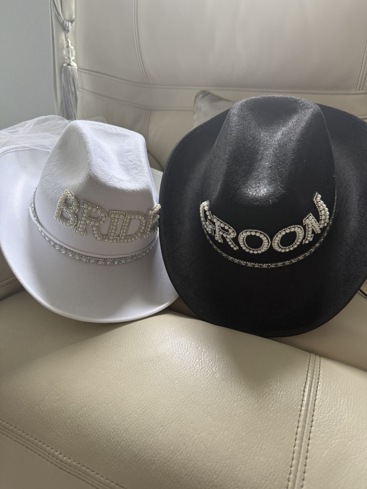 Bride & Groom Hats For Wedding , Shower, Engagement Or Rehearsal Dinner